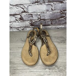 BOC Born Concept Bronze Metallic Leather Braided Thong Sandals Women Sz 8M US/39